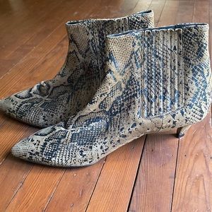 Suede snake skin Celine heeled ankle boots